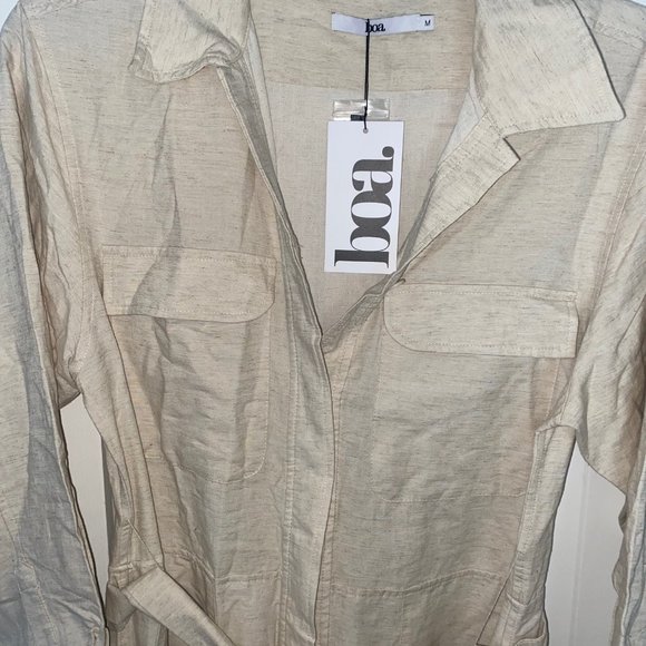 BOA. Because of Alice BELTED LINEN WIDE LEG JUMPSUIT in Speckled Cream Size M - Picture 6 of 6